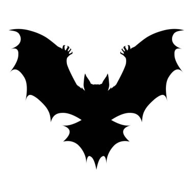 Geniş kanatları olan ürkütücü yarasa silueti Cadılar Bayramı, korku ve doğa temalı tasarımlar için ideal.