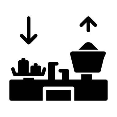 Mal ölçeklendirme simgesine glifli tasarım illüstrasyonu grafiği. Kullanıcı Arayüzü, mobil tasarım, web tasarımı vb..