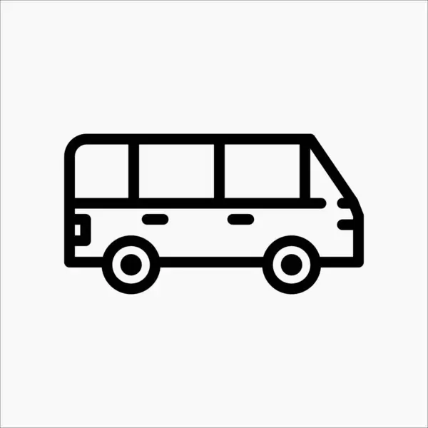 Satır biçimli MPV araba simgesinin tasarım illüstrasyon vektör grafiği. Kullanıcı Arayüzü, mobil tasarım, web tasarımı vb.