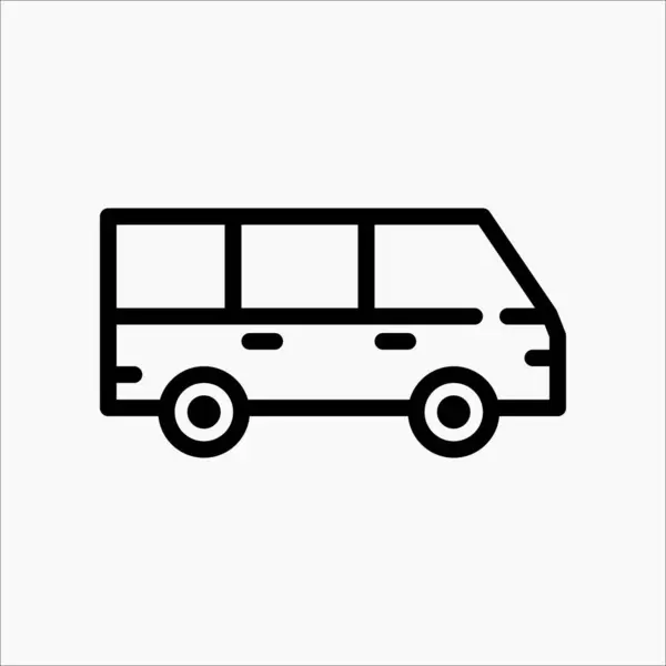 Çizgi biçimli minibüs araba simgesinin tasarım çizimi. Kullanıcı Arayüzü, mobil tasarım, web tasarımı vb.