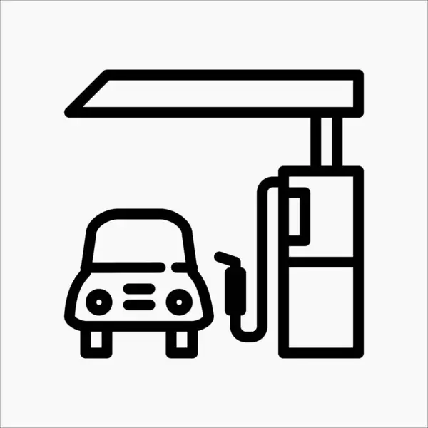 Benzin istasyonu simgesinin çizgi biçimli tasarım çizimi. Kullanıcı Arayüzü, mobil tasarım, web tasarımı vb.