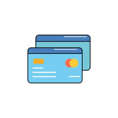 Minimalist tasarımı olan iki ödeme kartının vektör çizimi. Yüksek kaliteli resimli mavi kart. Finans, bankacılık veya e-ticaret ile ilgili sunumlar, makaleler veya grafik tasarımı için uygundur.