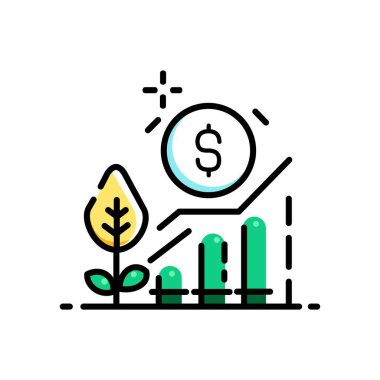 Çizgi simgesi grafiği. İş bilgileri için veri, çubuklar ve ekonomik büyüme unsurları. Veri istatistikleri ve analizlerinin görselleştirilmesi. Beyaz arka planda izole edilmiş. vektör illüstrasyonu