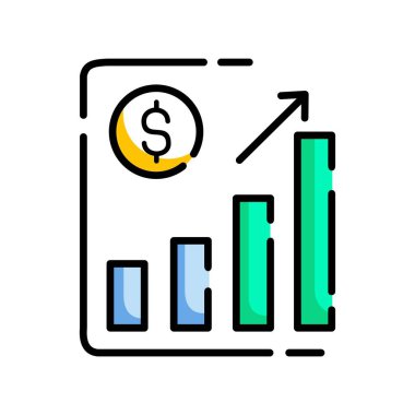 Çizgi simgesi grafiği. İş bilgileri için veri, çubuklar ve ekonomik büyüme unsurları. Veri istatistikleri ve analizlerinin görselleştirilmesi. Beyaz arka planda izole edilmiş. vektör illüstrasyonu