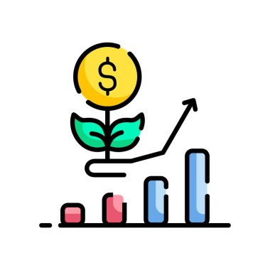 Çizgi simgesi grafiği. İş bilgileri için veri, çubuklar ve ekonomik büyüme unsurları. Veri istatistikleri ve analizlerinin görselleştirilmesi. Beyaz arka planda izole edilmiş. vektör illüstrasyonu