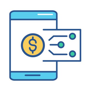 Elektronik cüzdan ikonu. Nakit, elektronik para, para, iş, yatırım, internet bankacılığı. Beyaz arkaplanda paralel vektör simgesi, renkli biçim