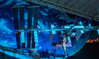 NASA Uzay İstasyonu mekiği görüntüsü. Fotoğraf Houston 'daki Johnson Uzay Merkezi' nde çekildi.