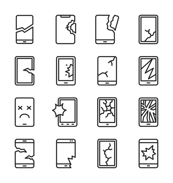 Kırık Akıllı Telefon Vektör İllüstrasyonu, Basit Tasarım