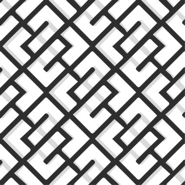 Vektör kusursuz desen. Tekrarlayan geometrik siyah beyaz çizgiler. Soyut kafes arkaplan tasarımı.