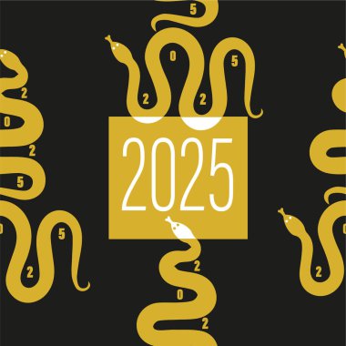 Kusursuz desenli mutlu Çin Yeni Yılı 2025 Yılan Zodyak işareti Asyalı elementler kağıt kesim tarzı renk arkaplanı