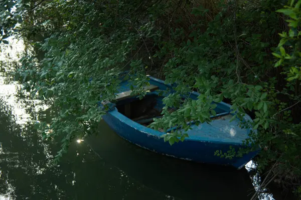 Dalyan nehrinde sabahın erken saatlerinde. Turist bir nehir teknesi ticaretini Türkiye 'nin güneyindeki güzel ve sakin Dalyan Nehri' ne yapıyor.
