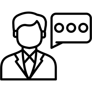 Konuşma balonu vektör illüstrasyonuna sahip iş adamı