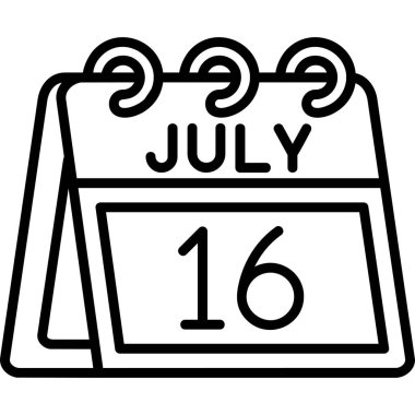 Ağustos 16 simgesi, basit çizgi vektör illüstrasyonu