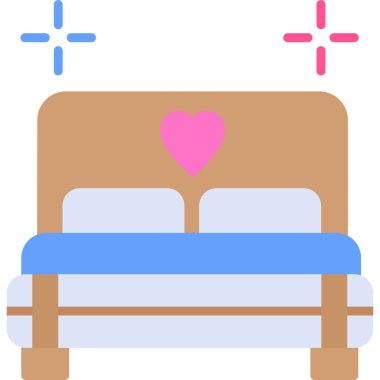 Yatak odası. Web simgesi basit illüstrasyon