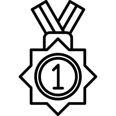 Beyaz arka planda izole edilmiş taslak biçiminde madalya simgesi. ilk