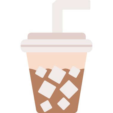 Buzlu kahve fincanı ve çikolata ikonu. vektör illüstrasyonu