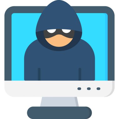 Dizüstü bilgisayarı olan hırsız ve kilit vektör çizimi tasarımı