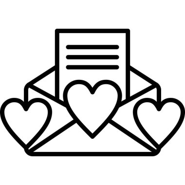 Kalpli zarf ve aşk mektubu vektör çizimi