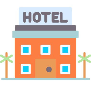 Otelde. Web simgesi basit illüstrasyon