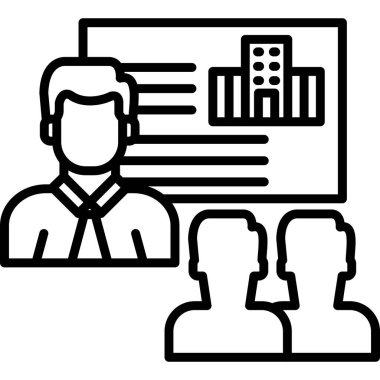 iş görüşmesi çizgisi simgesi, konsept illüstrasyon, dış hat sembolü, vektör işareti, doğrusal sembol.