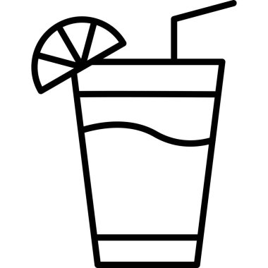 Kokteyl içeceği saman vektör çizgisi simgesi.
