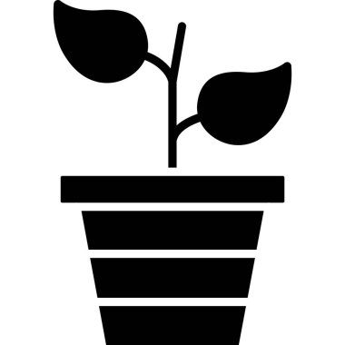çiçek saksısı simgesi basit vektör illüstrasyonu
