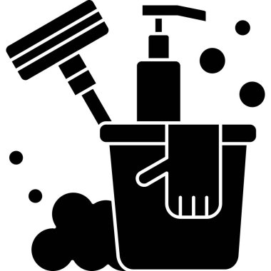 kova ve fırça, illüstrasyon, beyaz arkaplanda vektör.