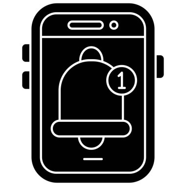 Bildirimli cep telefonu, bildirim simgesi. Basit resimleme