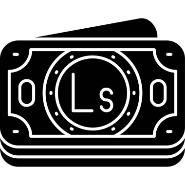 Nakit banknot sembolü. biçim düz sembol, siyah renk, yuvarlak açılar, beyaz arkaplan