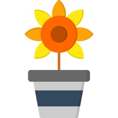 Çiçek saksısı simgesi düz stil