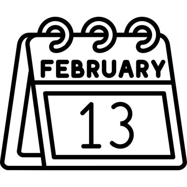 14 Şubat simge tasarımı, vektör illüstrasyonlu takvim