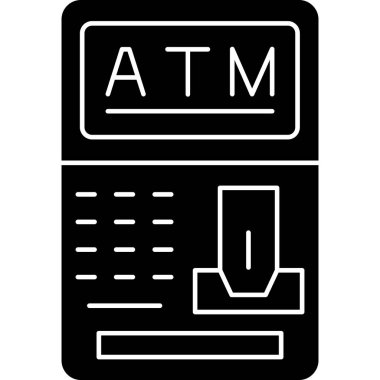 atm glyph siyah vektör simgesi