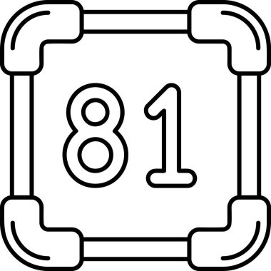 Duvar simgesinde sekiz numara. Beyaz arkaplanda basit sayı vektör illüstrasyonu