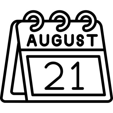 Ağustos 'un 20' nci günü takvim takvimi için taslak biçimli tek günlük simge.