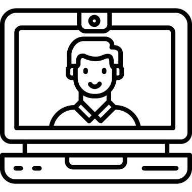 video konferans simgesi, vektör illüstrasyonu