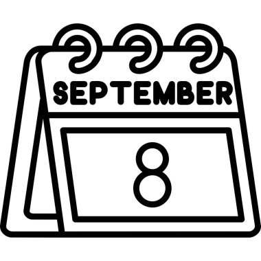 Takvim Eylül çizgisi simgesi