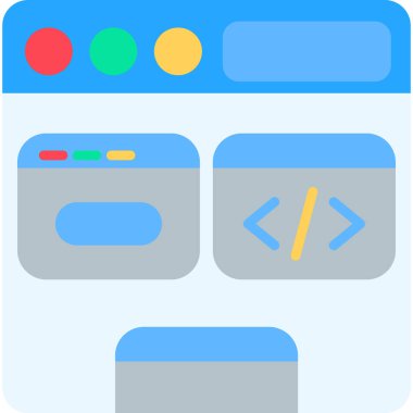 Düz biçimli kodlama web geliştirme simgesi