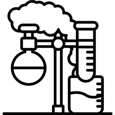 Kimyasal laboratuvar simgesi ana hatlar biçiminde