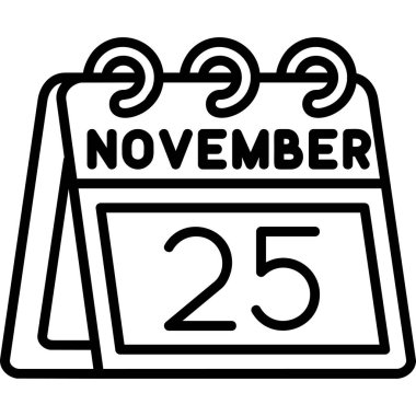 Kasım 25 - Takvim simgesi, vektör illüstrasyonu