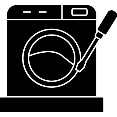 çamaşır makinesi simgesi, vektör illüstrasyonu