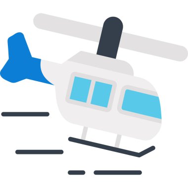 Beyaz arka planda izole edilmiş düz stil helikopter simgesi. ulaşım sembolü vektör çizimi