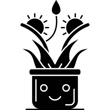 çiçek saksısı simgesi, vektör illüstrasyonu