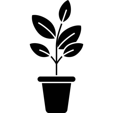 bitki saksısı simgesi basit vektör çizimi