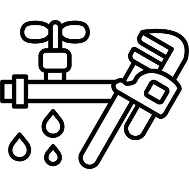 Musluk ikonu. Web için su musluğu vektör simgelerinin özet çizimi