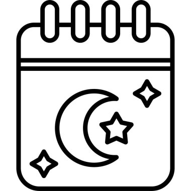 gece ve yıldızlar, taslak simge, vektör illüstrasyonu