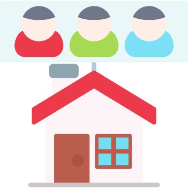 ev düz simgesi, vektör illüstrasyonu