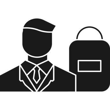 Evrak çantası simgesi olan iş adamı, basit vektör illüstrasyonu