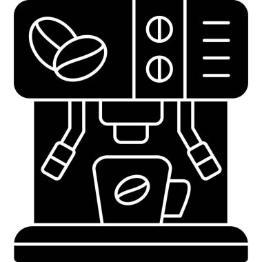 Kahve makinesi ikonu. Web için kahve makinesi vektör simgelerinin özet çizimi