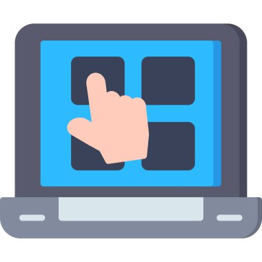 Parmak imleci olan bilgisayar, vektör illüstrasyonu