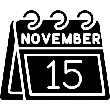 Kasım 'ın 15' inde tek bir takvimde, takvimde, takvimde, beyaz arka planda ikon, planlama ve tatil. vektör arkaplanı.